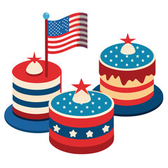 American flag cakes set vector design clipart on white background