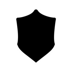 Solid black heraldic shield emblem with decorative transparent . top and pointed base on a
