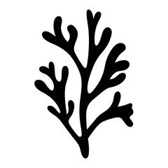 Obraz premium Stylized Branch Silhouette on transparent . with Unique Leaf Structure Design