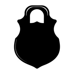Simple Black Shield Icon with a Loop on , transparent . Classic Shape Design