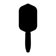 Black Silhouette of a Classic Paddle transparent . Hair Brush on a