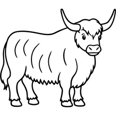 Yak in Simple Line Art Vector