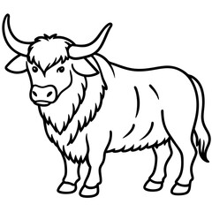 Yak in Simple Line Art Vector