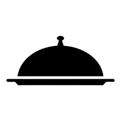 Obraz premium A black silhouette image depicts a transparent . covered food platter on a