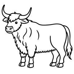 Yak in Simple Line Art Vector