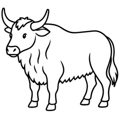 Yak in Simple Line Art Vector