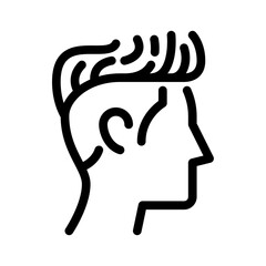 short hair outline icon. male avatar side view black line illustration.