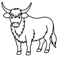 Yak in Simple Line Art Vector
