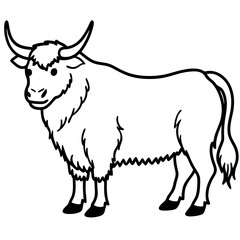 Yak in Simple Line Art Vector