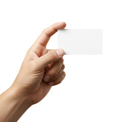 Obraz premium Hand showing blank business card png, empty name card isolated on transparent background