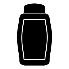 A black silhouette of a lotion or transparent . shampoo bottle on a design