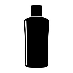 Simple silhouette of a bottle suitable for lotion, transparent . shampoo, conditioner, or similar personal care items