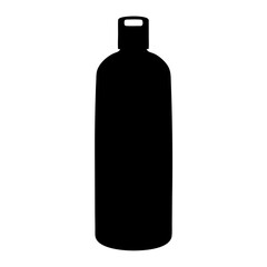 Silhouette of a bottle with a cap, transparent . possibly containing soap or a similar liquid, on