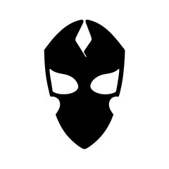 Abstract Black Mask Silhouette with Diamond transparent . Shape in Center of Forehead Design