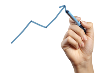 hand drawing a graph using a blue marker isolated on white background PNG. GENERATIVE AI