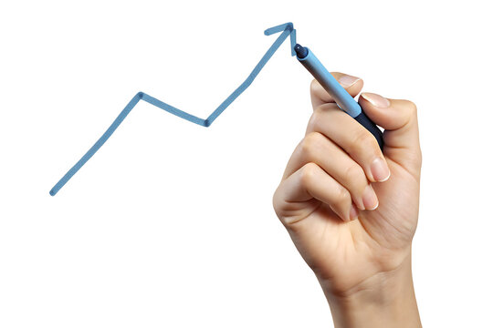 hand drawing a graph using a blue marker isolated on white background PNG. GENERATIVE AI