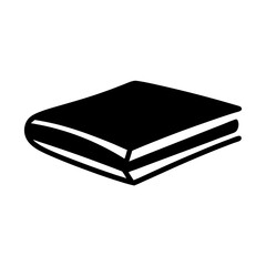 Simple black vector illustration of a closed book seen in perspective
