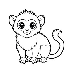 Marmoset Baby Monkey Outline Vector