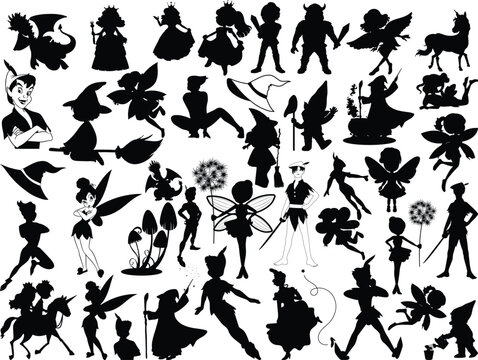 Peter pan Vector bundle, Clipart, Silhouette, Vector, icons, illustration, design.