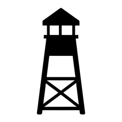 Naklejka premium Black silhouette illustration of a guard tower or fire lookout tower