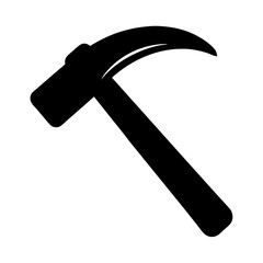 Silhouette of a curved claw hammer tool isolated on a white background