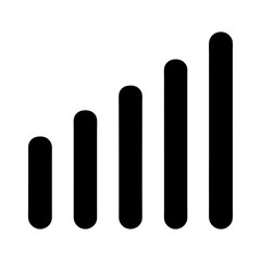 Graphical representation of increasing signal strength with black bars on white background