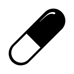 Black and White Graphic Illustration of a Pill Capsule Shape