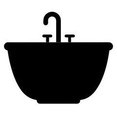 Obraz premium Elegant Black Vessel Sink Silhouette with Distinctive Faucet and Handle Design