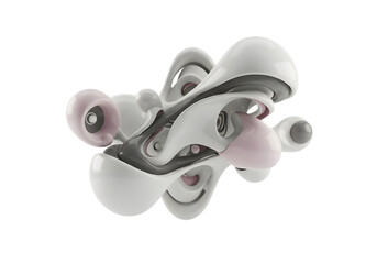 Abstract Swirling Forms in Gray and White