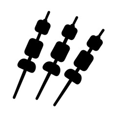Three black silhouettes of marshmallow skewers, illustrating a sweet treat design