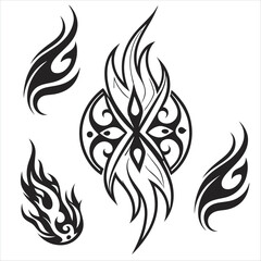 set of black and white flowers