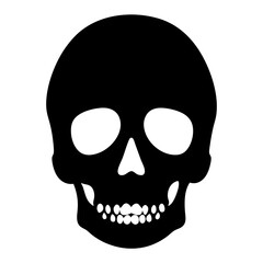 Simple black skull illustration against a white background suitable for Halloween