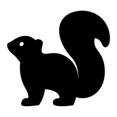 Silhouette of a Squirrel standing on its hind legs with large tail