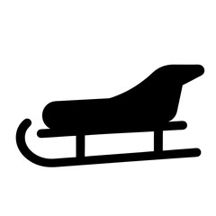 Black silhouette of a winter sled for snow riding adventure illustration