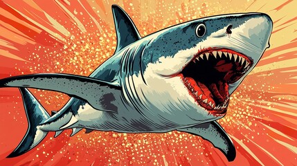 Majestic Shark Leaps Gracefully Out of Ocean at Sunset, Capturing Nature's Raw Beauty and Power