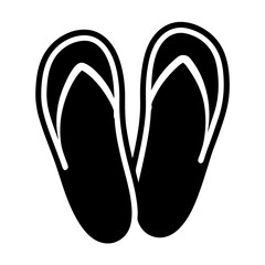 Silhouette of a pair of black and white flip flops isolated on white