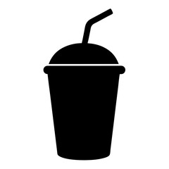 Black and white silhouette image showcasing a cup with a straw