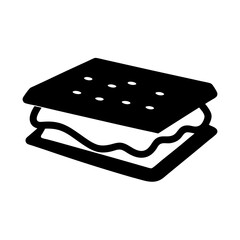 Iconic S'more Delight Depicted in Minimalist Black and White Graphic Design