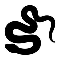 Stylized black silhouette illustration of a coiled snake on white background