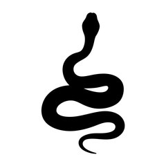 Simple Black Snake Silhouette with Coiled Body on White Background