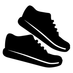 Pair of black running shoes silhouette for athletic sports or casual footwear