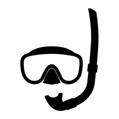 A simple illustration of a black scuba mask and snorkel set