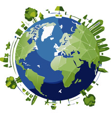 Naklejka premium Eco-Friendly Technology Around the World – Sustainable Global Development Concept