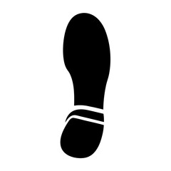 Detailed and clean black silhouette image of a footprint on a white background