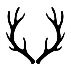 Fototapeta premium Silhouette of two deer antlers facing each other on a white background