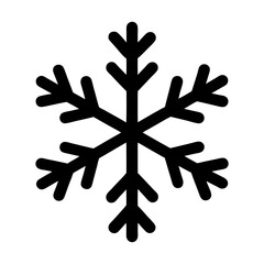 Simple black snowflake illustration against a white background symbolizing winter and cold
