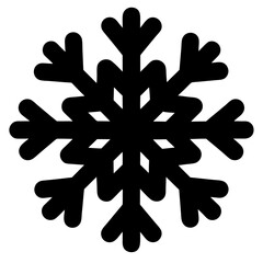 Obraz premium Black Silhouette of a Snowflake on White Background Represents Winter Season