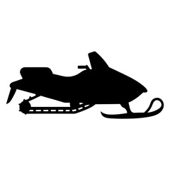 Silhouette of a snowmobile on a white background perfect for winter design