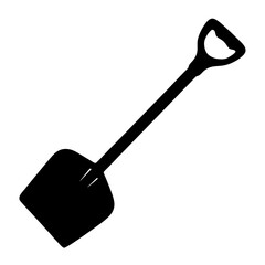 Silhouette of a shovel used for digging in gardening and construction work