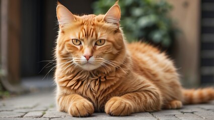 Obraz premium Adorable Ginger Tabby Cat with Golden Eyes Looking at Camera